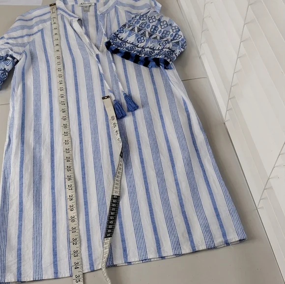 Neiman Marcus Women's Linen Cotton Blend Striped Tunic Dress Size Small - Picture 16 of 16
